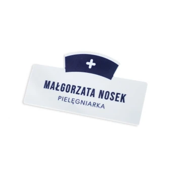 Identyfikator dla pielęgniarki z nadrukiem UV - tworzywo HIPS - wym. 70x38mm - ID126