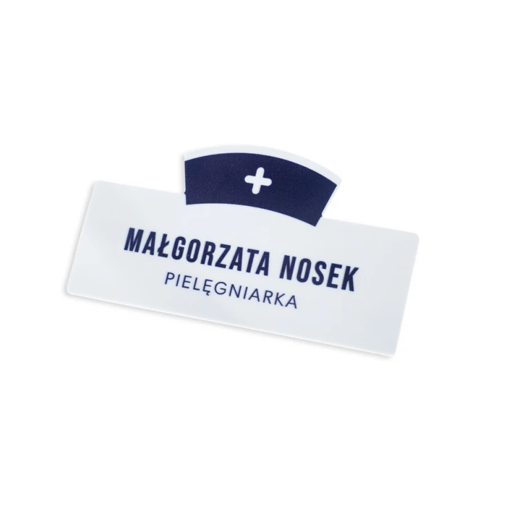 Identyfikator dla pielęgniarki z nadrukiem UV - tworzywo HIPS - wym. 70x38mm - ID126