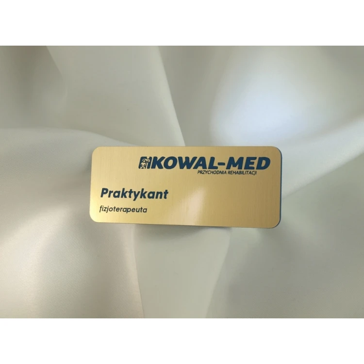 Identyfikator dla pracownika - Złoty z niebieskim grawerem - ID015