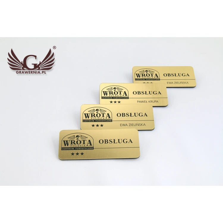  Identyfikator dla pracownika - złoty z czarnym grawerem - 70x30mm - rogi zaokrąglone - ID027