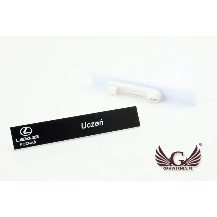 Identyfikator dla pracownika - czarny z białym grawerem - 72x12mm - ID031
