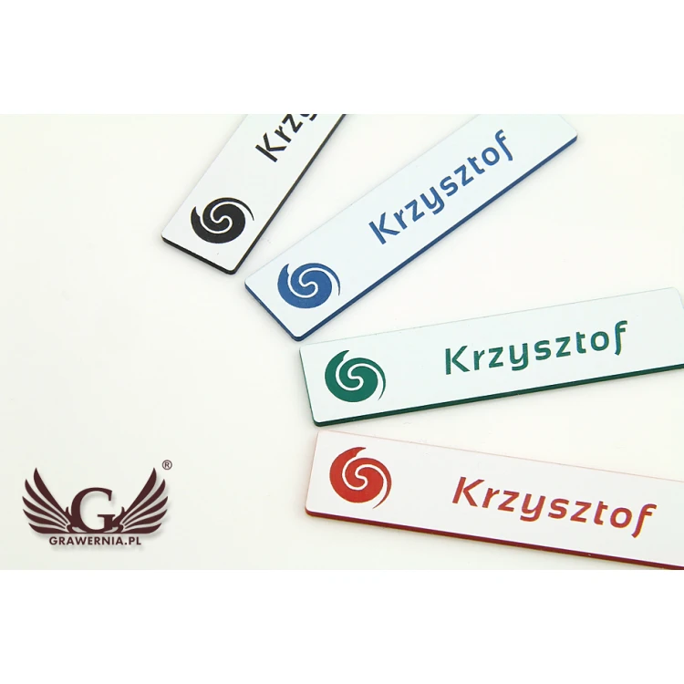 Identyfikator - slim biały z grawerem - 70x15mm - ID048