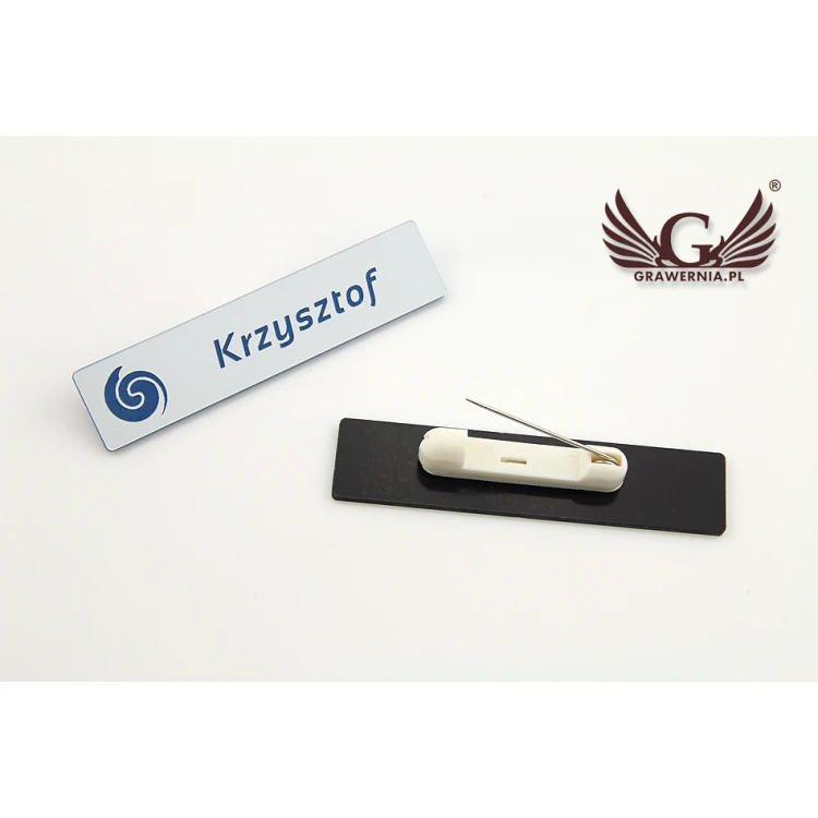 Identyfikator - slim biały z grawerem - 70x15mm - ID048