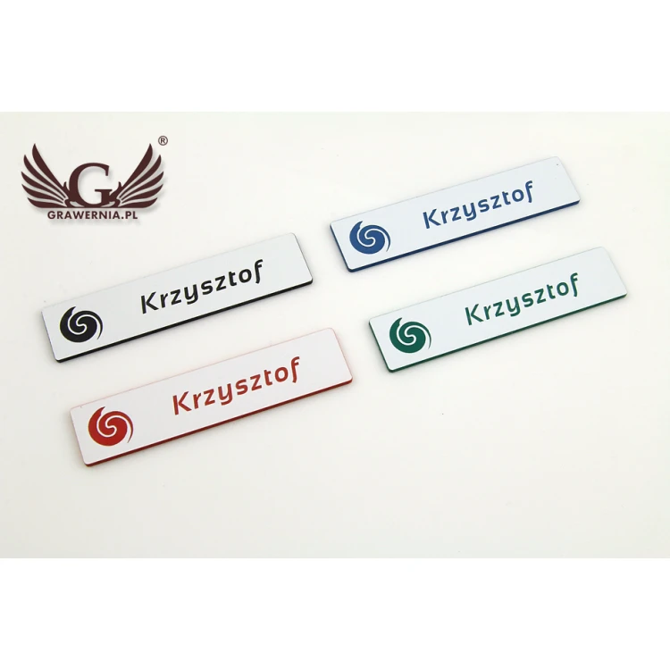 Identyfikator - slim biały z grawerem - 70x15mm - ID048