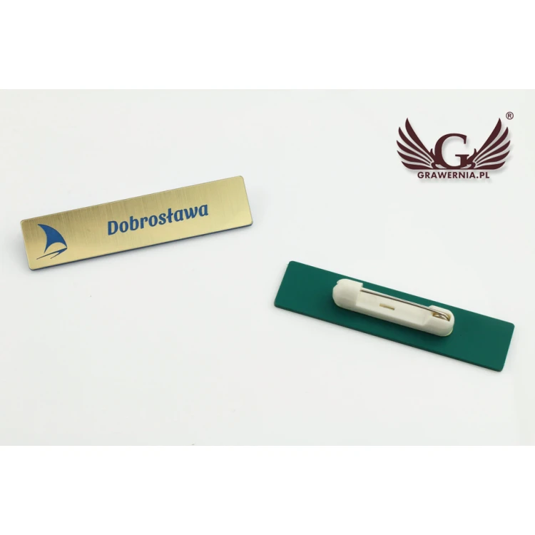 Identyfikator - slim kolor złoty z grawerem - 70x15mm - ID050