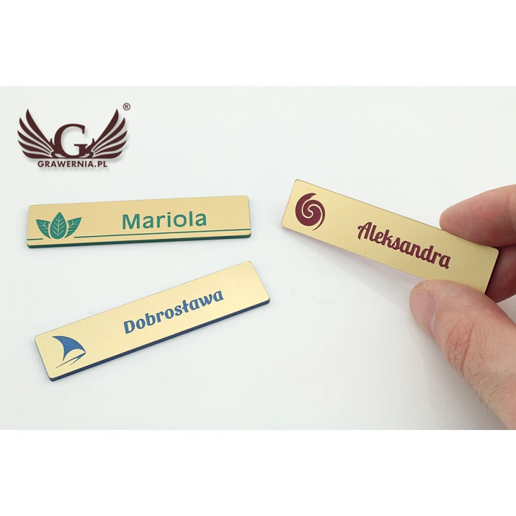 Identyfikator - slim kolor złoty z grawerem - 70x15mm - ID050