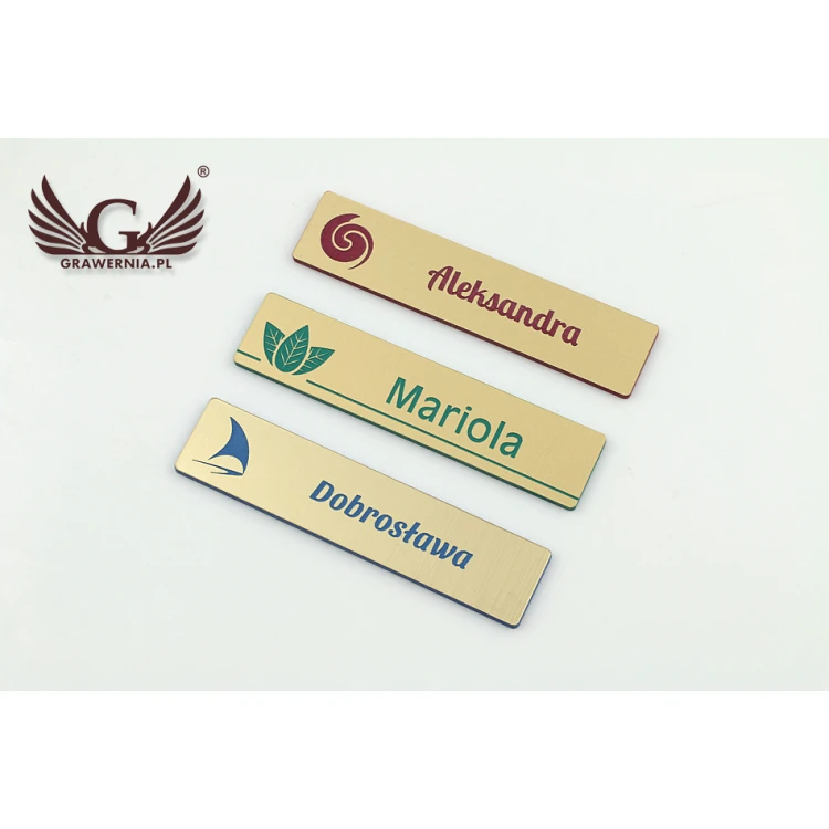 Identyfikator - slim kolor złoty z grawerem - 70x15mm - ID050
