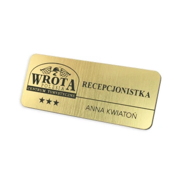  Identyfikator dla pracownika - złoty z czarnym grawerem - 70x30mm - rogi zaokrąglone - ID027