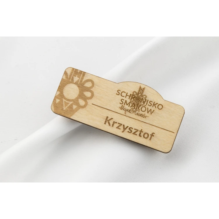 Identyfikator dla pracownika - 65x29mm - ID034 - drewno 