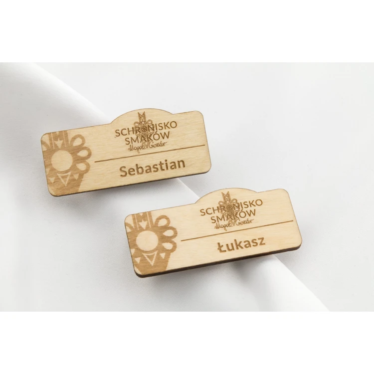 Identyfikator dla pracownika - 65x29mm - ID034 - drewno 