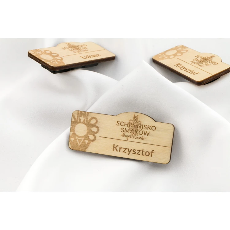 Identyfikator dla pracownika - 65x29mm - ID034 - drewno 