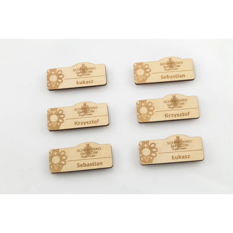 Identyfikator dla pracownika - 65x29mm - ID034 - drewno 