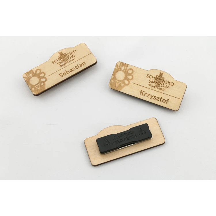 Identyfikator dla pracownika - 65x29mm - ID034 - drewno 