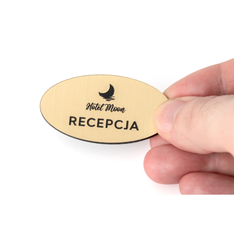 Identyfikator dla pracownika - ZŁOTY LUB SREBRNY ELIPSA - ID014