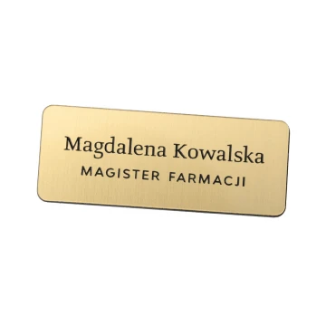 Identyfikator dla pracownika - Złoty z czarnym grawerem - 66x26mm - rogi zaokrąglone - ID019