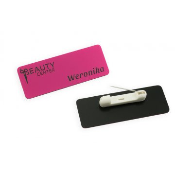 Identyfikator dla pracownika PIN - różowy z czarnym grawerem - 69x25mm - rogi zaokrąglone - ID030