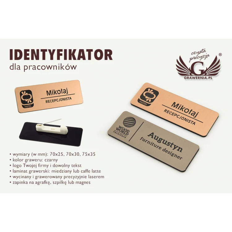 Identyfikator - medium kolor miedziany lub caffe latte - ID053