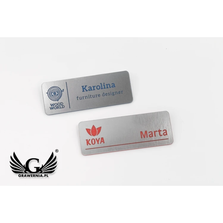 Identyfikator - medium - srebrny z grawerem - ID077