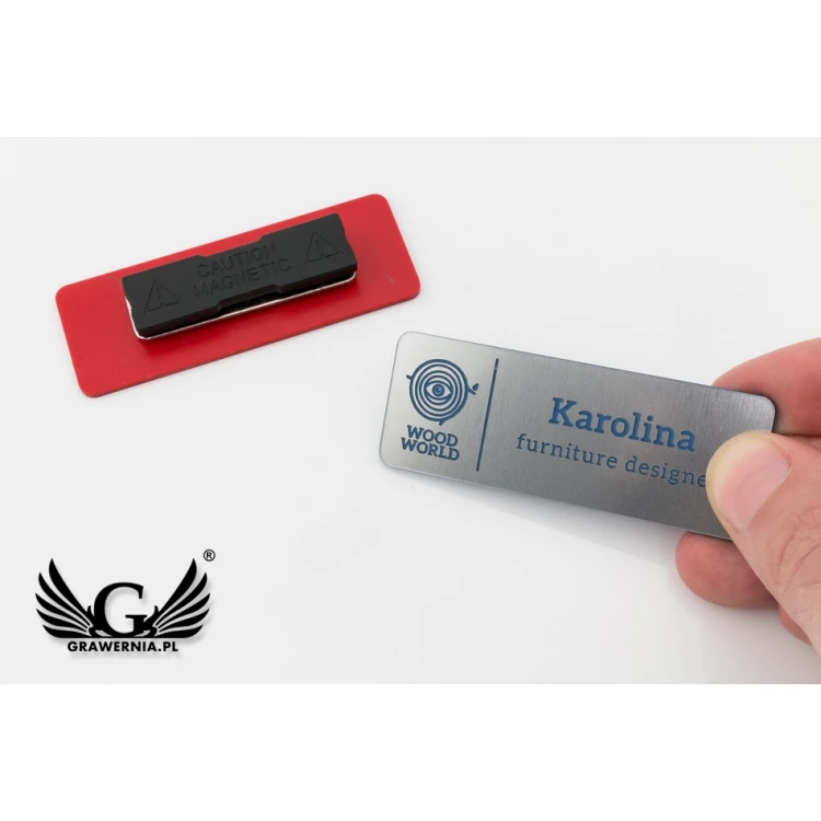 Identyfikator - medium - srebrny z grawerem - ID077