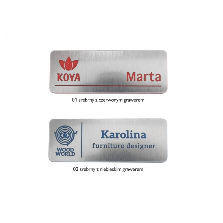 Identyfikator - medium - srebrny z grawerem - ID077