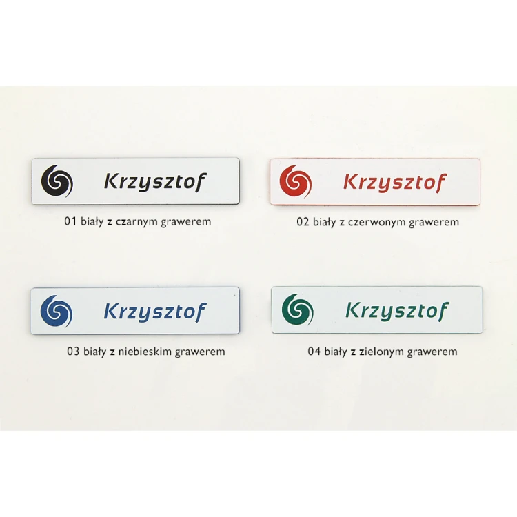 Identyfikator - slim biały z grawerem - 70x15mm - ID048