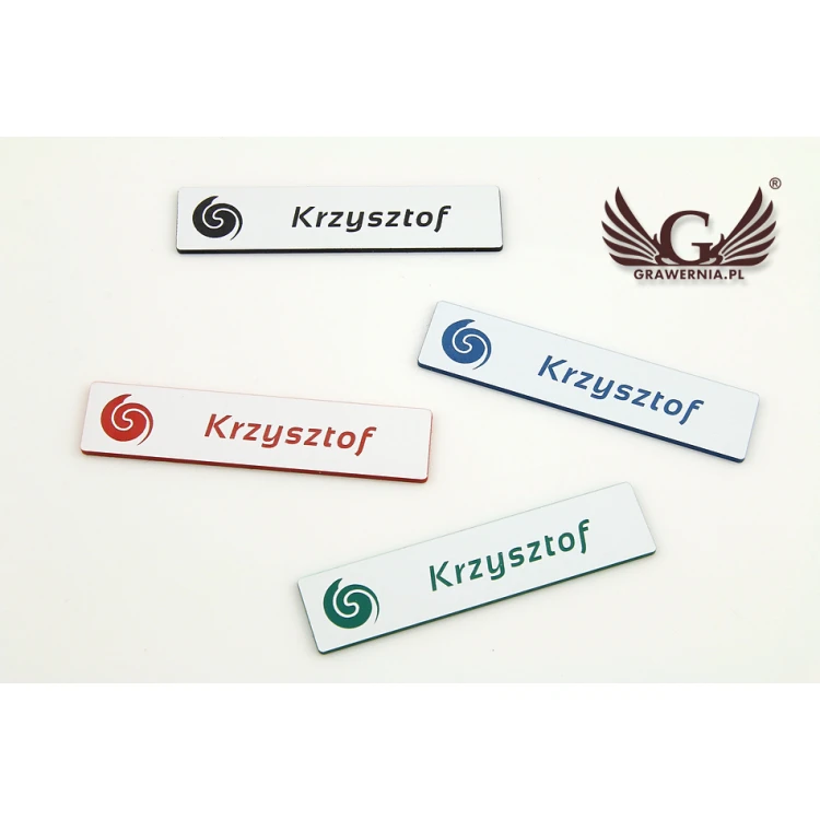 Identyfikator - slim biały z grawerem - 70x15mm - ID048