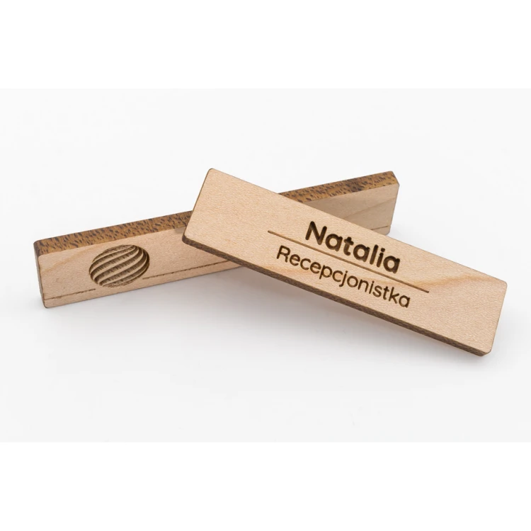 Identyfikator drewniany - slim - drewno klonowe premium - wym. 70x15mm - ID101