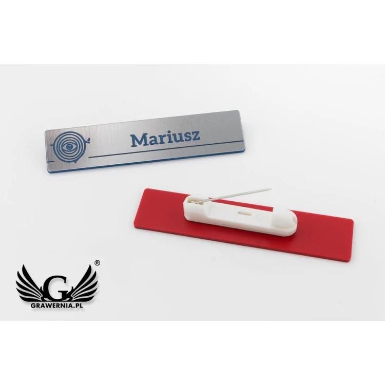 Identyfikator - slim - srebrny z grawerem - 70x15mm - ID078