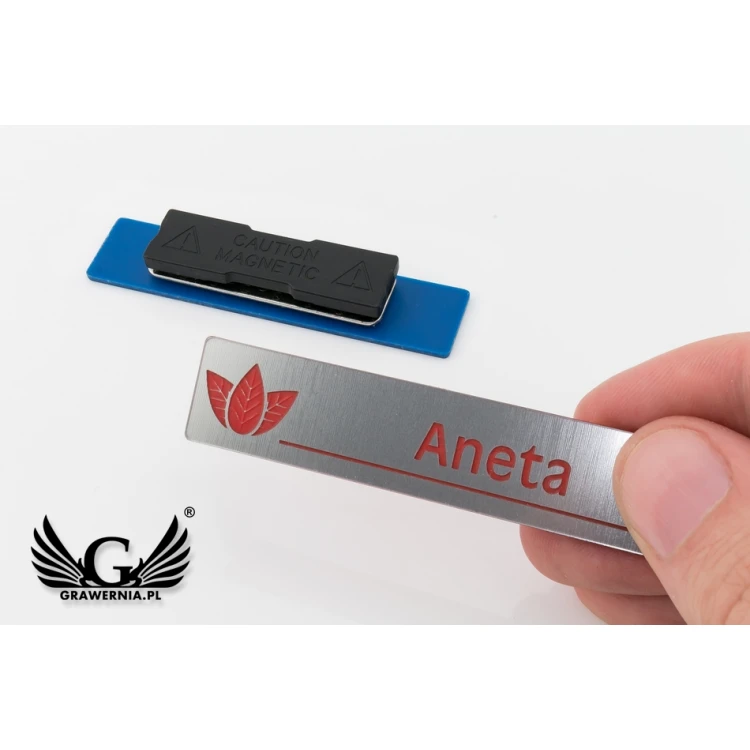 Identyfikator - slim - srebrny z grawerem - 70x15mm - ID078