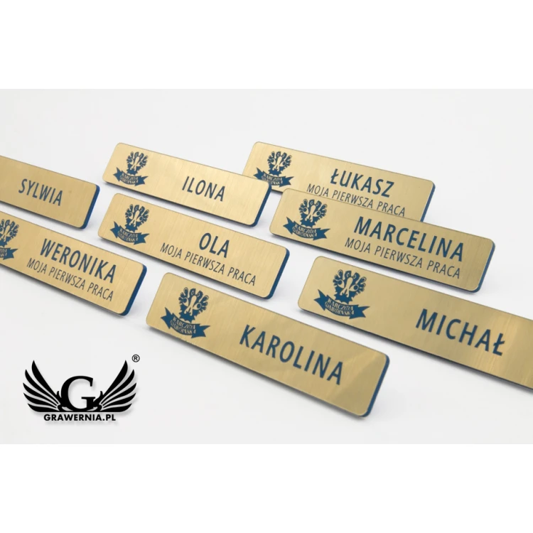 Identyfikator - slim kolor złoty z grawerem - 70x15mm - ID050
