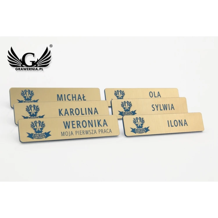 Identyfikator - slim kolor złoty z grawerem - 70x15mm - ID050