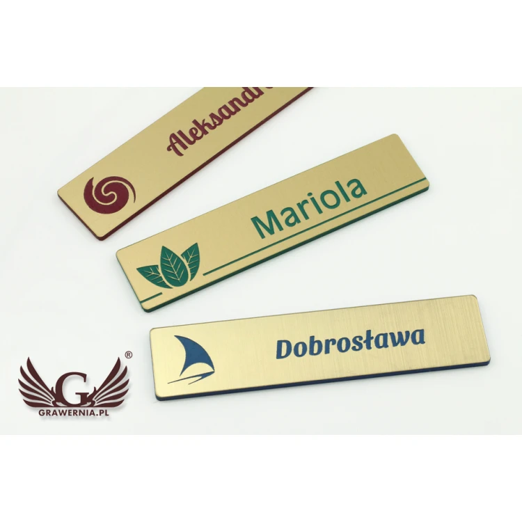 Identyfikator - slim kolor złoty z grawerem - 70x15mm - ID050