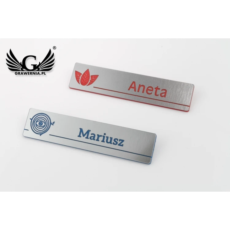 Identyfikator - slim - srebrny z grawerem - 70x15mm - ID078