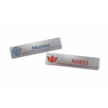 Identyfikator - slim - srebrny z grawerem - 70x15mm - ID078