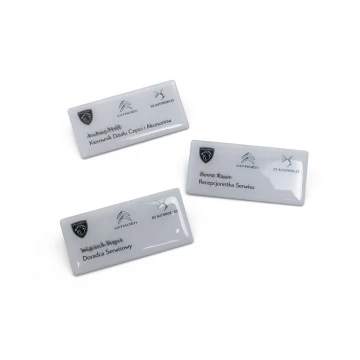 Identyfikator stalowy pokryty żywicą - 80x40mm - ID098 - druk UV i doming