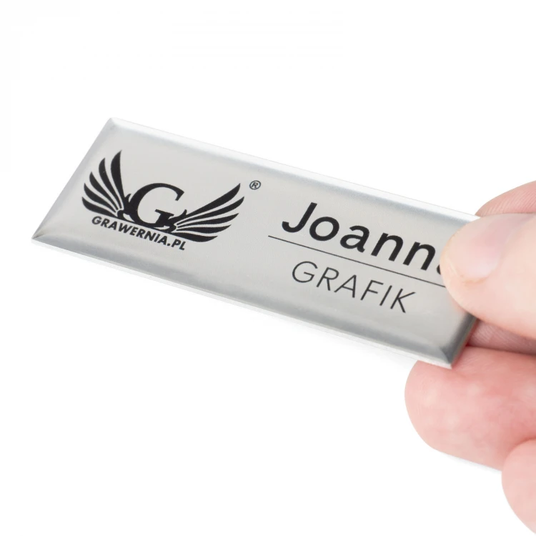Identyfikator z aluminium pokryty żywicą - 70x25mm - ID139 - druk UV i doming
