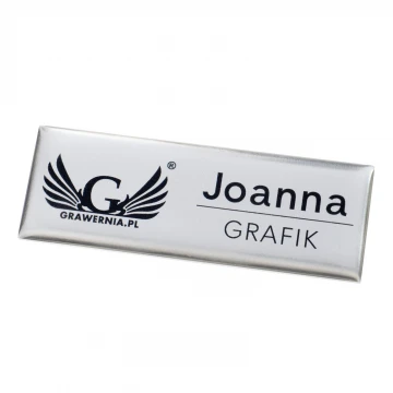 Identyfikator z aluminium pokryty żywicą - 70x25mm - ID139 - druk UV i doming