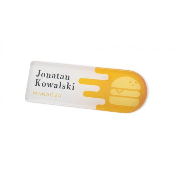 Identyfikator z dowolnym logotypem - plexi z nadrukiem UV - ID110