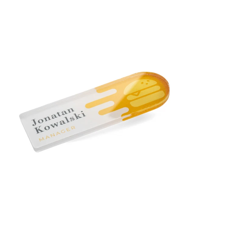 Identyfikator z dowolnym logotypem - plexi z nadrukiem UV - ID110