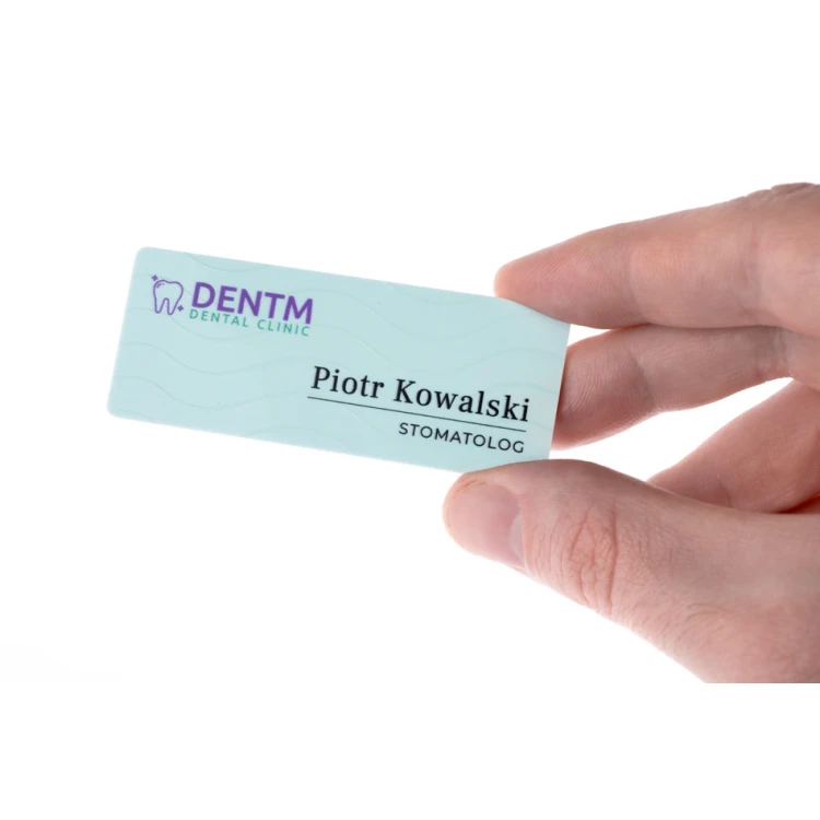 Identyfikator z nadrukiem UV - tworzywo HIPS - wym. 75x30mm - ID120