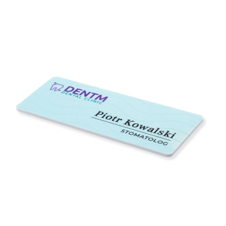 Identyfikator z nadrukiem UV - tworzywo HIPS - wym. 75x30mm - ID120