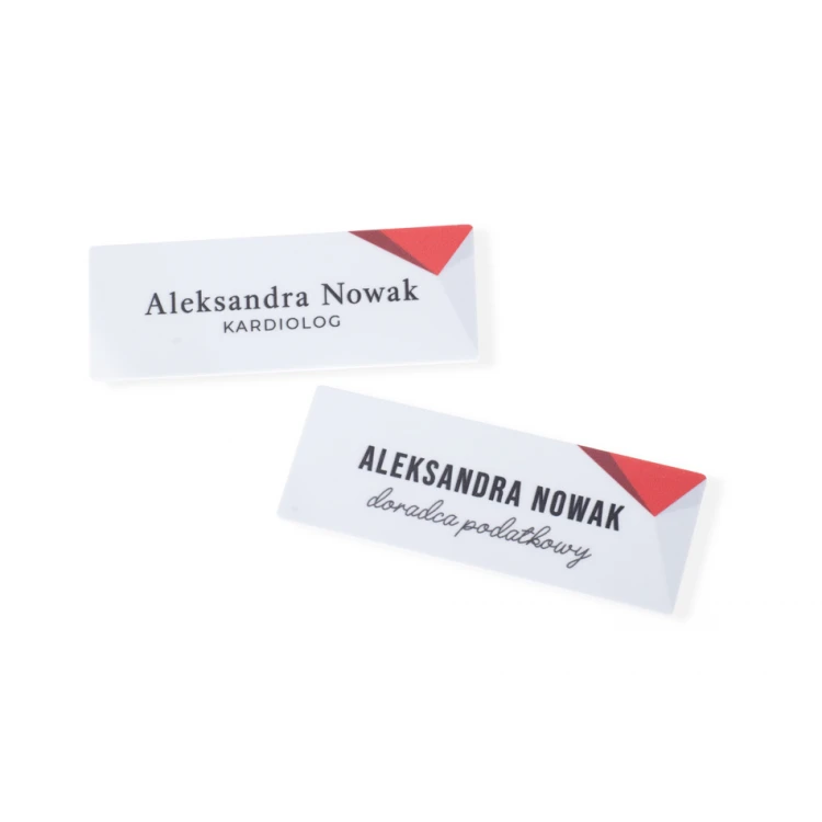 Identyfikator z nadrukiem UV - tworzywo HIPS - wym. 70x25mm - ID122