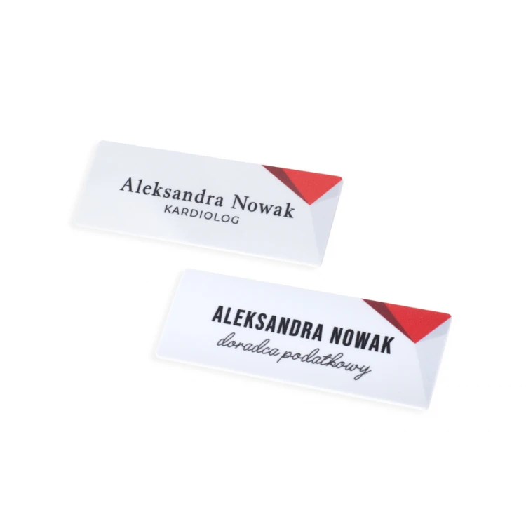 Identyfikator z nadrukiem UV - tworzywo HIPS - wym. 70x25mm - ID122