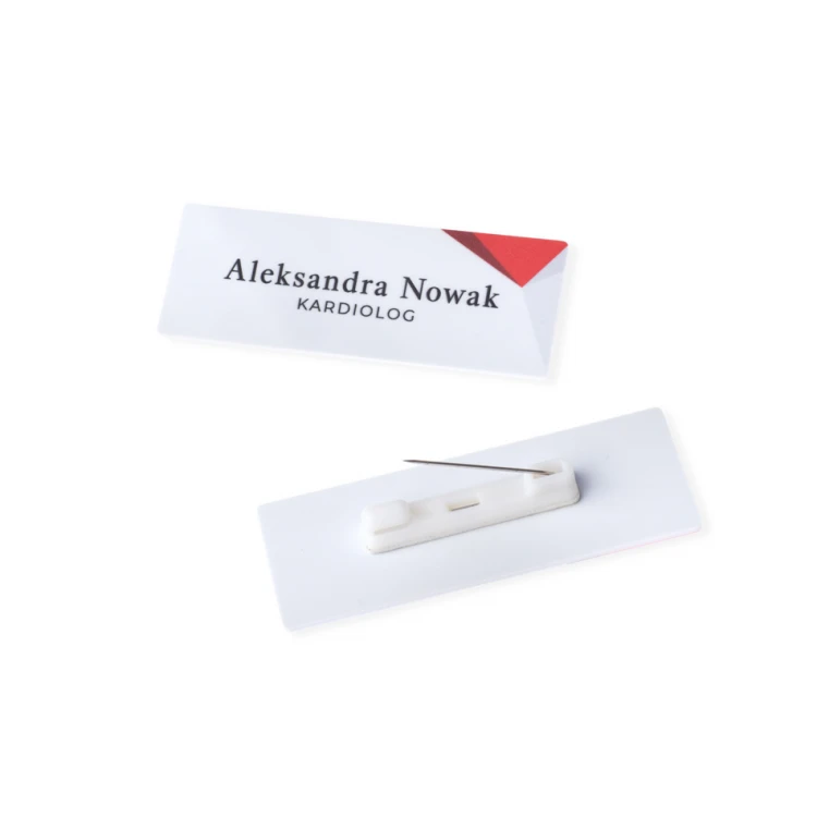 Identyfikator z nadrukiem UV - tworzywo HIPS - wym. 70x25mm - ID122