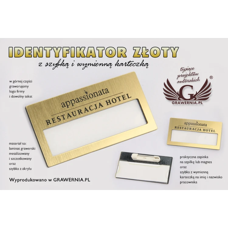 Identyfikator z okienkiem - Gold M - ID021