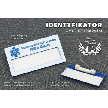 Identyfikator z okienkiem - White M - ID025