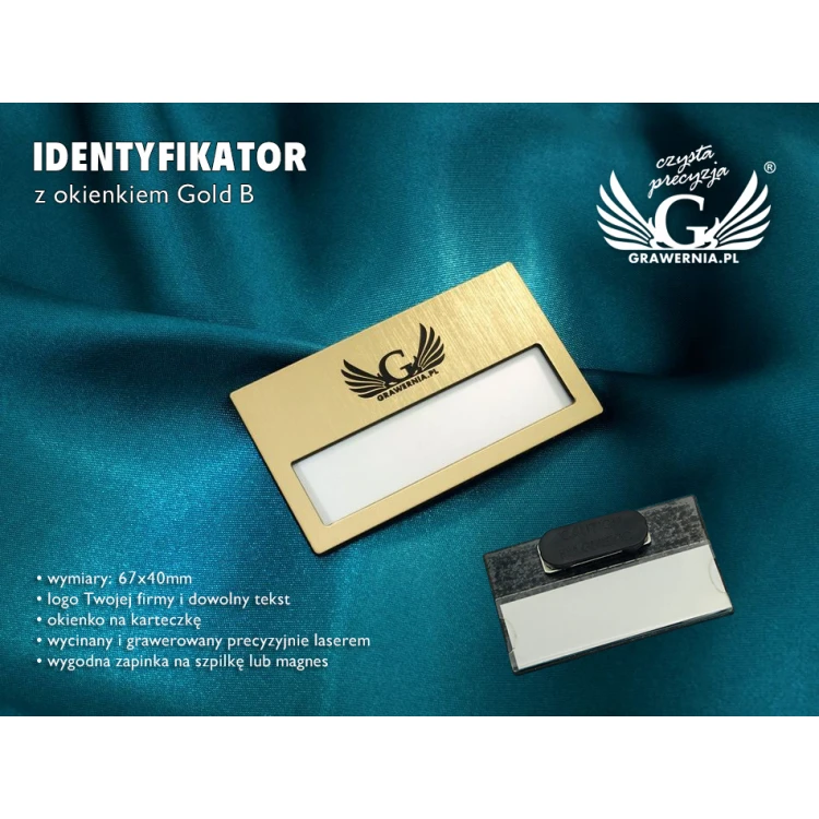 Identyfikator z okienkiem - Gold B - ID020