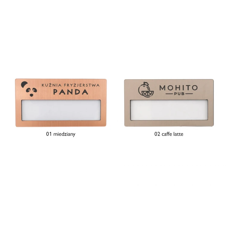 Identyfikator z okienkiem - miedziany lub caffe latte - M - wym. 67x35mm - ID074
