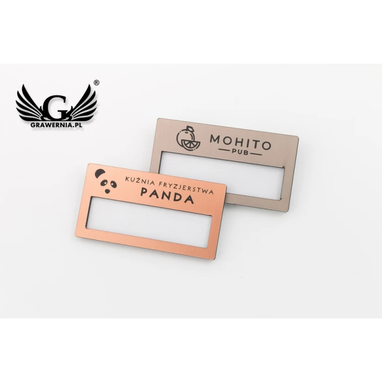 Identyfikator z okienkiem - miedziany lub caffe latte - M - wym. 67x35mm - ID074