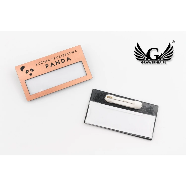 Identyfikator z okienkiem - miedziany lub caffe latte - M - wym. 67x35mm - ID074